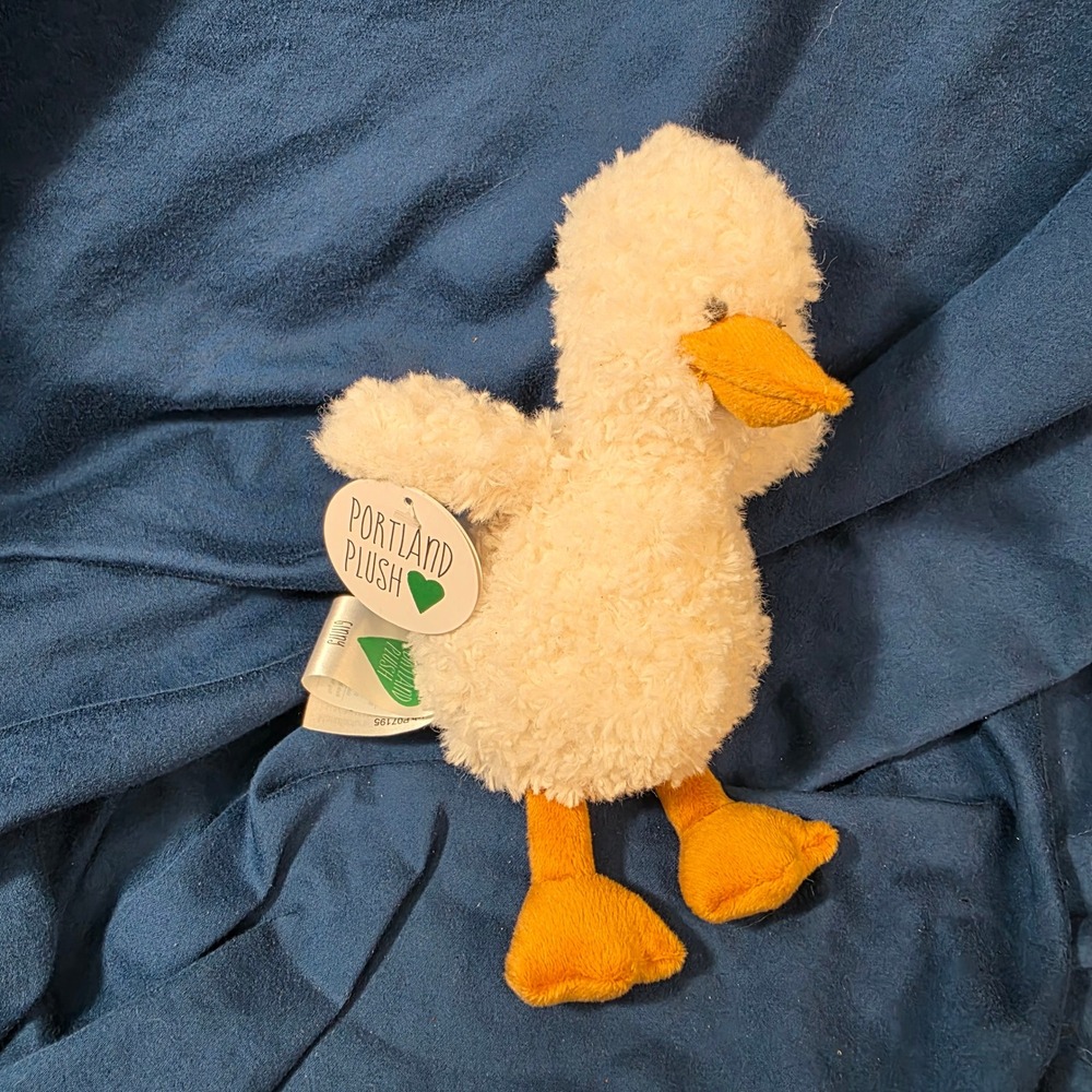 Portland Plush Ginny Duckling Plush Toy Small Cream Orange Sherpa Goose NEW